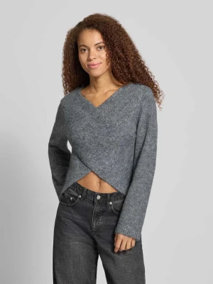 Sweter w kopertowym stylu model 'ONLMAGGIE' Only Jasnoszary melanż