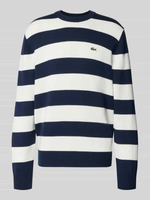 Sweter w kroju regular fit z czystej bawełny Lacoste Granatowy