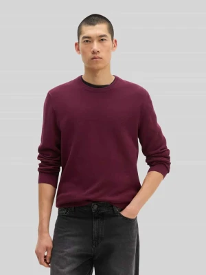 Sweter w kroju regular fit z czystej bawełny Marc O'Polo Bordowy