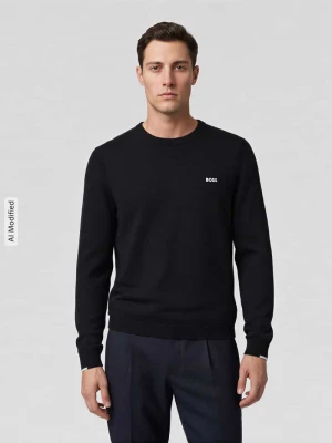 sweter w kroju regular fit z czystej bawełny model 'KN_Ever-X' Boss Czarny