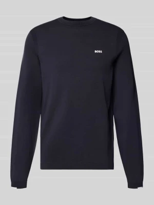sweter w kroju regular fit z czystej bawełny model 'KN_Ever-X' Boss Granatowy