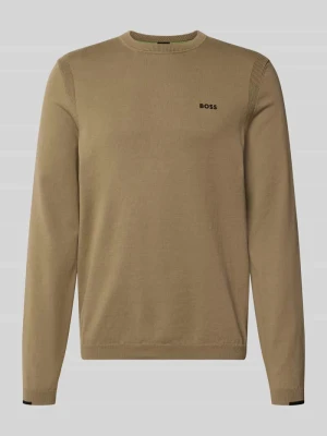 sweter w kroju regular fit z czystej bawełny model 'KN_Ever-X' Boss Piaskowy