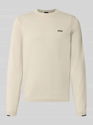 sweter w kroju regular fit z czystej bawełny model 'KN_Ever-X' Boss Złamany biały