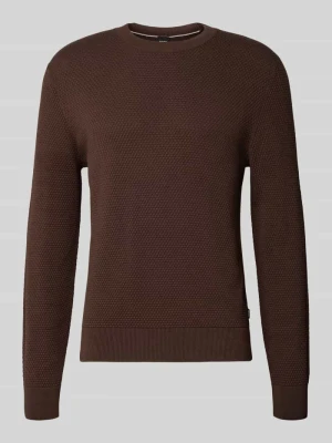 sweter w kroju regular fit z czystej bawełny model 'Lalex' Boss Ciemnobrązowy