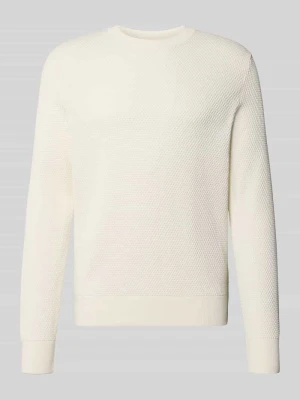 sweter w kroju regular fit z czystej bawełny model 'Lalex' Boss Złamany biały