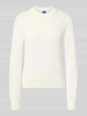 Sweter w kroju regular fit z czystej bawełny model 'Saje_B' Hugo Écru