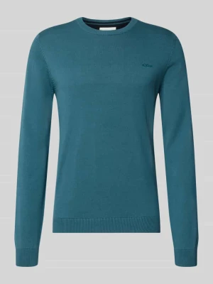 Sweter w kroju regular fit z czystej bawełny s.Oliver Ciemnoniebieski