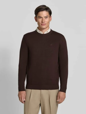 Sweter w kroju regular fit z czystej bawełny Tom Tailor Ciemnobrązowy