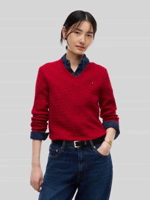 Sweter w kroju regular fit z czystej bawełny Tommy Hilfiger Bordowy