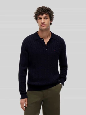 Sweter w kroju regular fit z czystej bawełny Tommy Hilfiger Granatowy