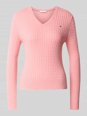 Sweter w kroju regular fit z czystej bawełny Tommy Hilfiger Różowy