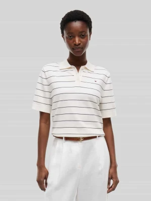 Sweter w kroju regular fit z czystej bawełny z kołnierzykiem polo Tommy Hilfiger Biały
