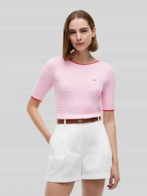 sweter w kroju regular fit z czystej bawełny z krótkimi rękawami Tommy Hilfiger