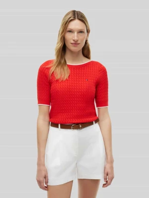 sweter w kroju regular fit z czystej bawełny z krótkimi rękawami Tommy Hilfiger