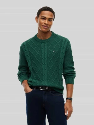sweter w kroju regular fit z czystej bawełny z wyhaftowanym logo Tommy Jeans Ciemnozielony