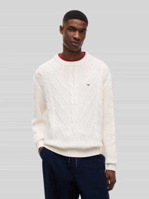 sweter w kroju regular fit z czystej bawełny z wyhaftowanym logo Tommy Jeans Złamany biały