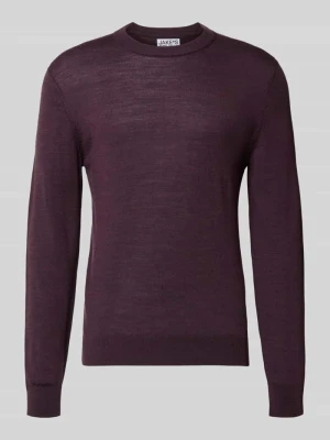 sweter w kroju regular fit z czystej wełny Jake*s Bordowy