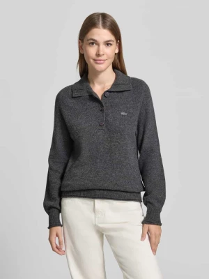 Sweter w kroju regular fit z czystej wełny Lacoste Antracytowy
