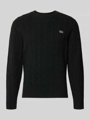 sweter w kroju regular fit z czystej wełny Lacoste Ciemnozielony