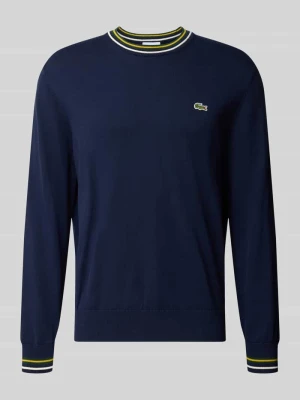 sweter w kroju regular fit z czystej wełny Lacoste Granatowy