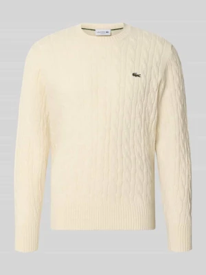 sweter w kroju regular fit z czystej wełny Lacoste Złamany biały