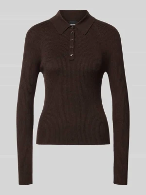 sweter w kroju regular fit z czystej wełny model 'Faelina' Boss Ciemnobrązowy
