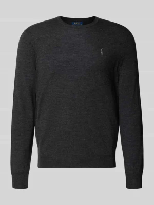 sweter w kroju regular fit z czystej wełny Polo Ralph Lauren Antracytowy