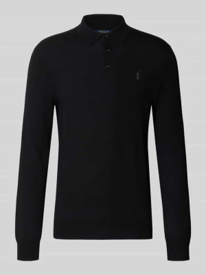 sweter w kroju regular fit z czystej wełny Polo Ralph Lauren Czarny