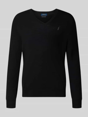 sweter w kroju regular fit z czystej wełny Polo Ralph Lauren Czarny
