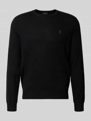 sweter w kroju regular fit z czystej wełny Polo Ralph Lauren Czarny