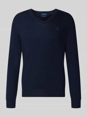 sweter w kroju regular fit z czystej wełny Polo Ralph Lauren Granatowy