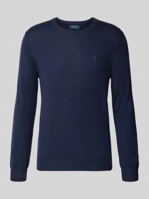 sweter w kroju regular fit z czystej wełny Polo Ralph Lauren Granatowy