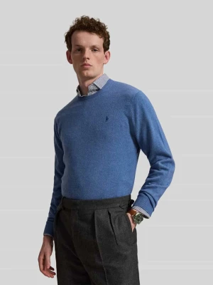 Sweter w kroju regular fit z czystej wełny Polo Ralph Lauren Jeansowy niebieski