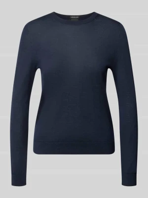 Sweter w kroju regular fit z czystej żywej wełny model 'Ferpina' Boss Granatowy