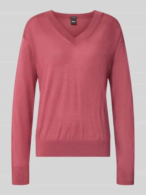 sweter w kroju regular fit z czystej żywej wełny model 'Freeslyn' Boss Brudnoróżowy