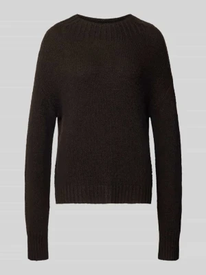sweter w kroju regular fit z dodatkiem mieszanki wiskozy i wełny model 'Koulisa' JOOP! Czekoladowy