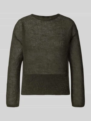sweter w kroju regular fit z dodatkiem moheru model 'Tivora' Someday Oliwkowy