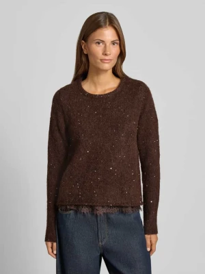 sweter w kroju regular fit z dodatkiem wełny i moheru Christian Berg Ciemnobrązowy
