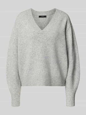sweter w kroju regular fit z dodatkiem wełny model 'BOOM' Vero Moda Jasnoszary melanż