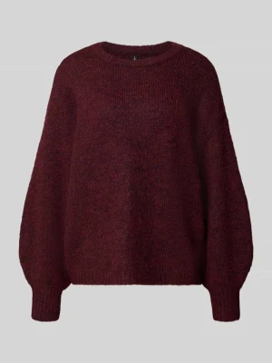 sweter w kroju regular fit z dodatkiem wełny model 'NELLIE' Only Bordowy melanż