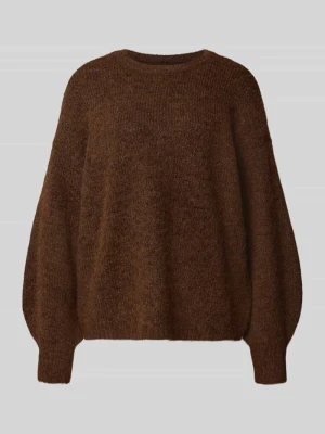 sweter w kroju regular fit z dodatkiem wełny model 'NELLIE' Only Czekoladowy