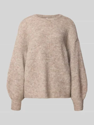 sweter w kroju regular fit z dodatkiem wełny model 'NELLIE' Only Piaskowy melanż