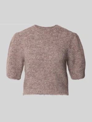 sweter w kroju regular fit z dodatkiem wełny model 'NOVAH' Vero Moda Piaskowy