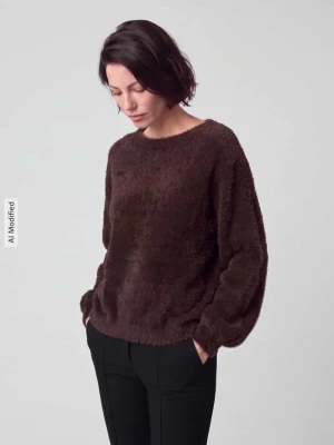 sweter w kroju regular fit z dodatkiem wiskozy Garcia Średniobrązowy