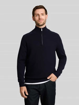 sweter w kroju regular fit z kołnierzem zapinanym Tom Tailor Granatowy