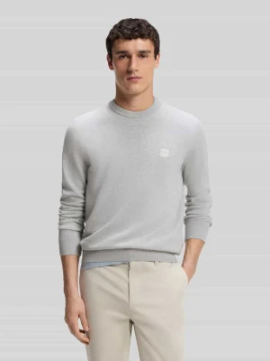 sweter w kroju regular fit z mieszanka bawełny i kaszmiru model 'Kanovano' Boss Jasnoszary melanż