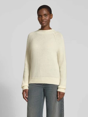 sweter w kroju regular fit z mieszanki alpaki i wełny model 'Fesperanasy' Boss Złamany biały