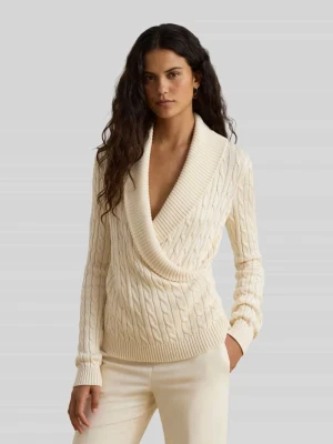 Sweter w kroju regular fit z mieszanki bawełny i wiskozy Lauren Ralph Lauren Écru