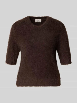 sweter w kroju regular fit z mieszanki bawełny ROBE LÉGÈRE Ciemnobrązowy