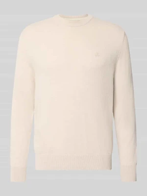 sweter w kroju regular fit z mieszanki bawełny z dodatkiem żywej wełny Marc O'Polo Piaskowy